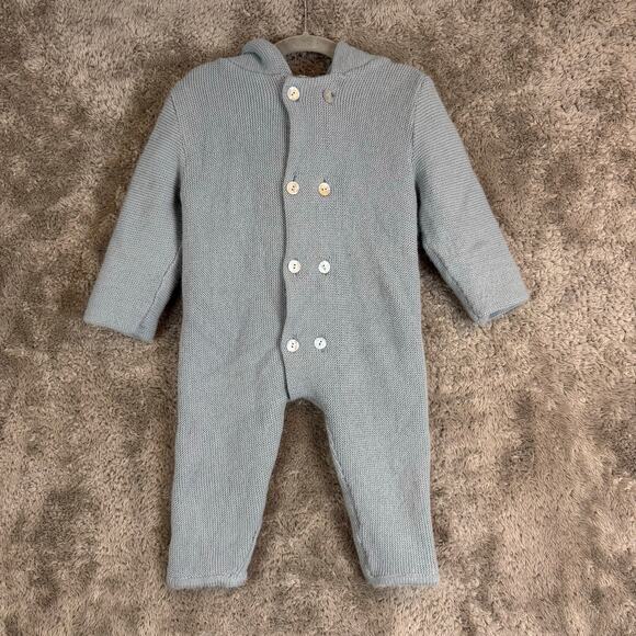 Mebi Baby Seed Stitch Knit Pram Suit Romper Hood One Piece Sweater 24 Months - Picture 2 of 12